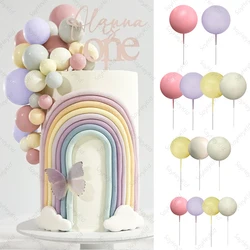 65pcs Macaron Balls Cake Toppers Boho Rainbow Cake Decorations Girls Birthday Baby Shower Wedding DIY Cupcake Toppers