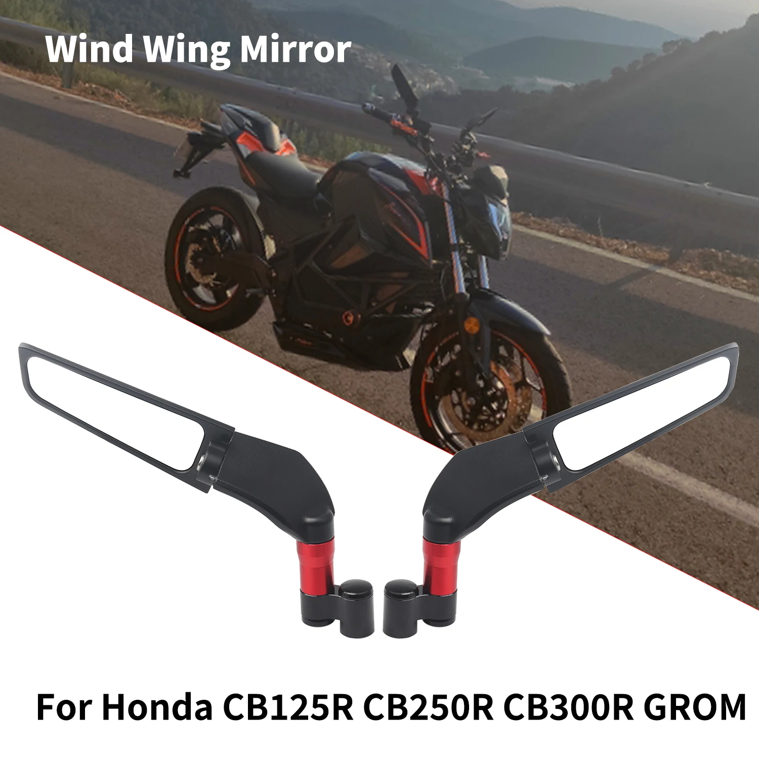 For Honda CB125R CB250R CB300R CB150R CB918 GROM MSX Universal Motorcycle Mirror Wind Wing side Rearview Reversing mirror