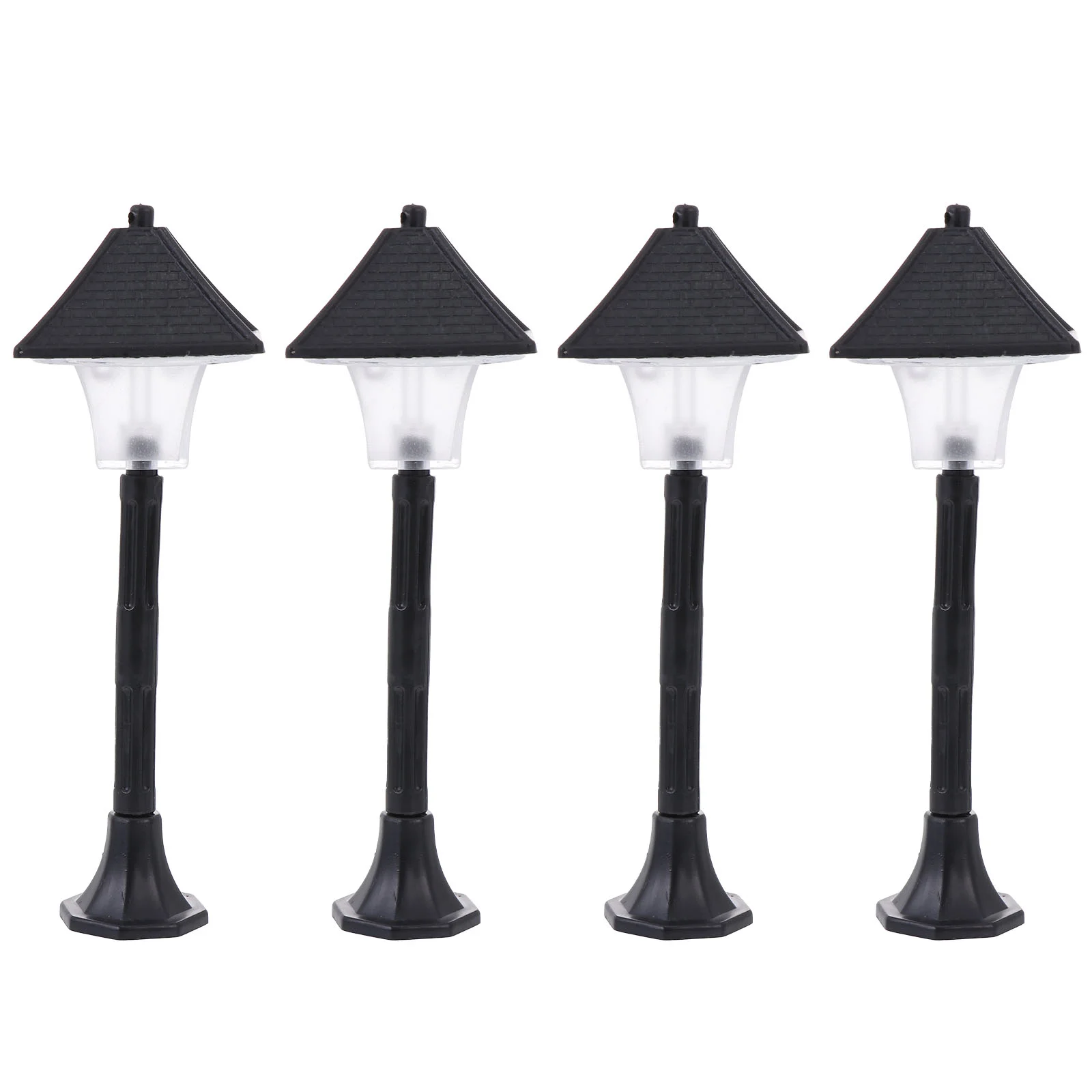 

4 Pcs Plastic Street Light Model Plant Decor Light Simulation Ornament Miniature Pvc Streetlight Pot Culture