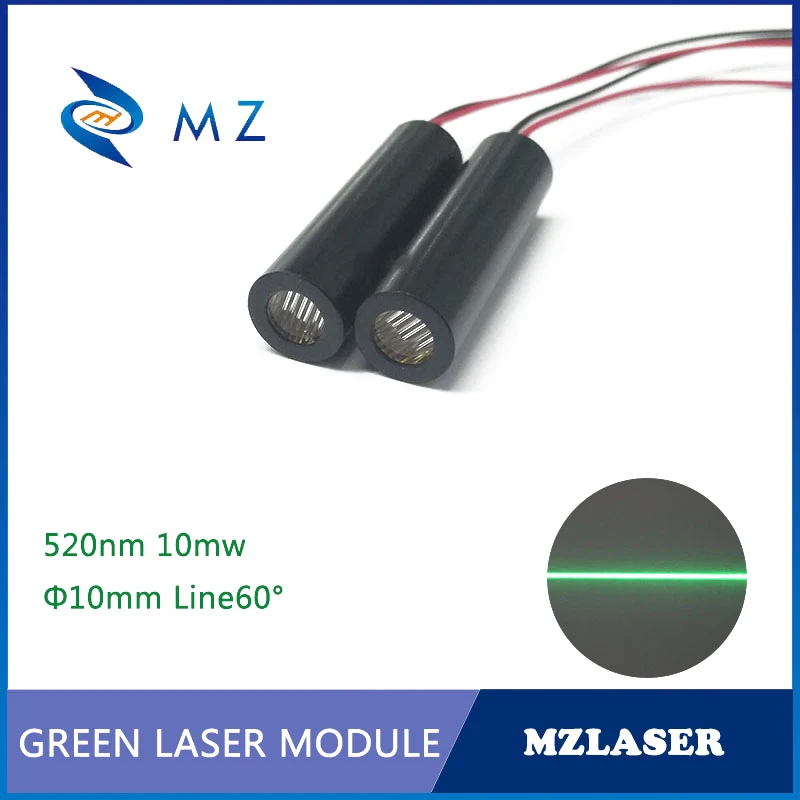 D10mm 520nm 10mw Green Line Laser Module Low Temperature Work Low-power Consumption Divergent Angle 60 Degrees