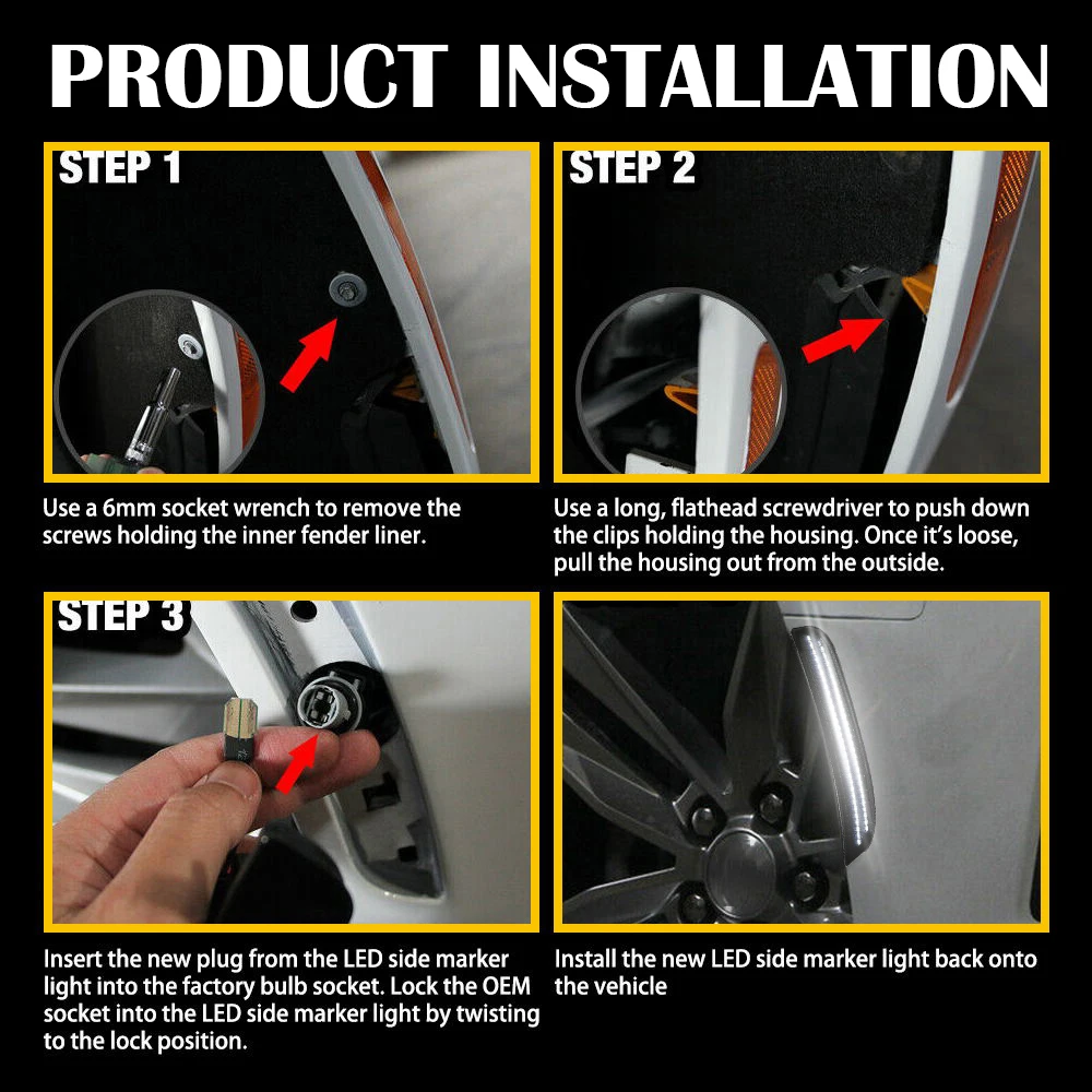 4 قطعة عدسة الدخان الجانب ماركر ضوء ل شاحن دودج 2015-2022 الجبهة الخلفية مؤشر ضوء السوبر مشرق #5