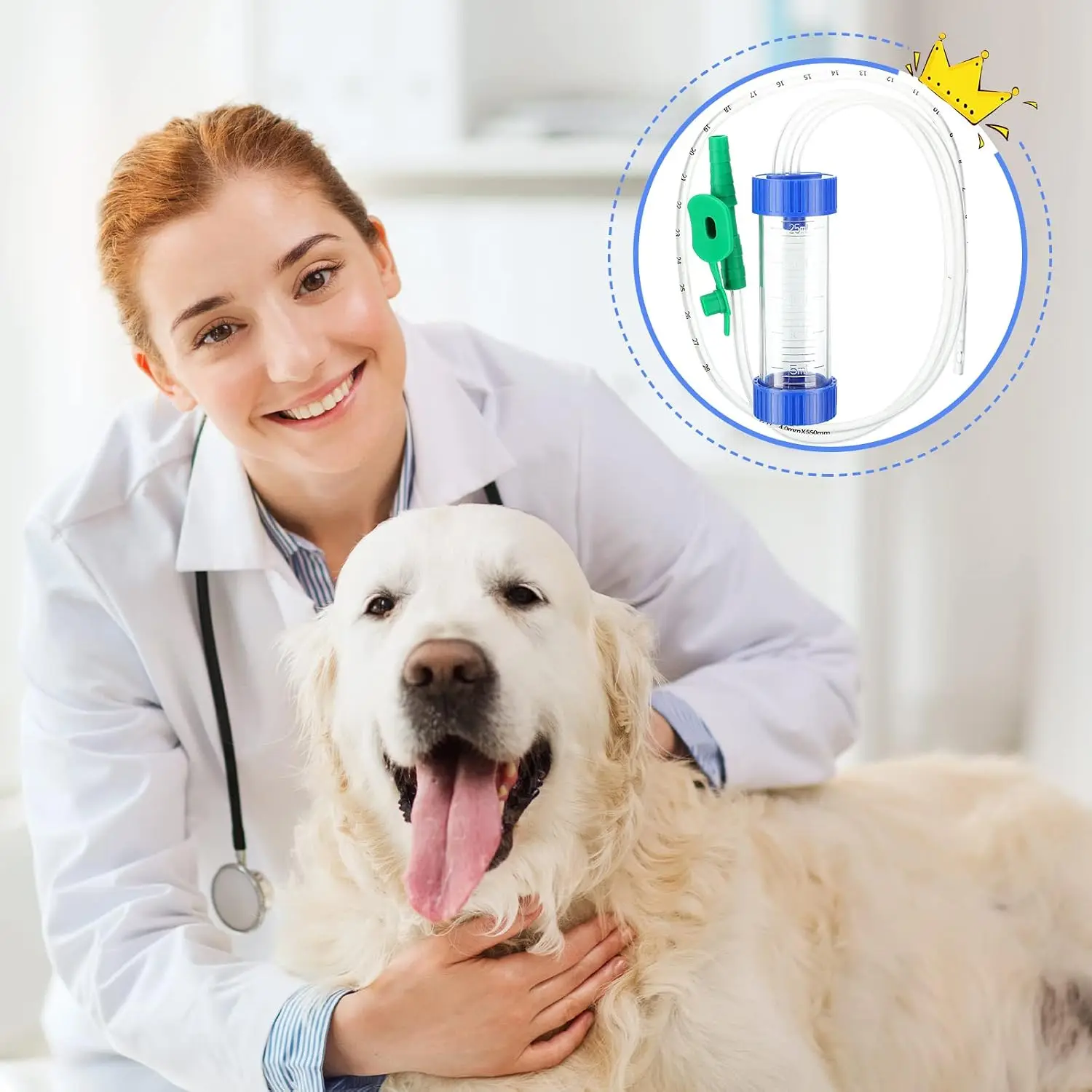 Mucus Trap Suitable for Puppy Suction Devices, with a Mucus Trap, Used for Extracting Liquids or Mucus from the Nose and Mouth of Animals, Suitable for Small Animals, 25 Ml, 12 Fr