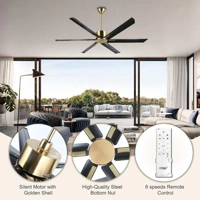 

Indoor Outdoor Aluminum Metal Blades Extra Large Modern DC Ceiling Fan with Remote Control ceiling fan