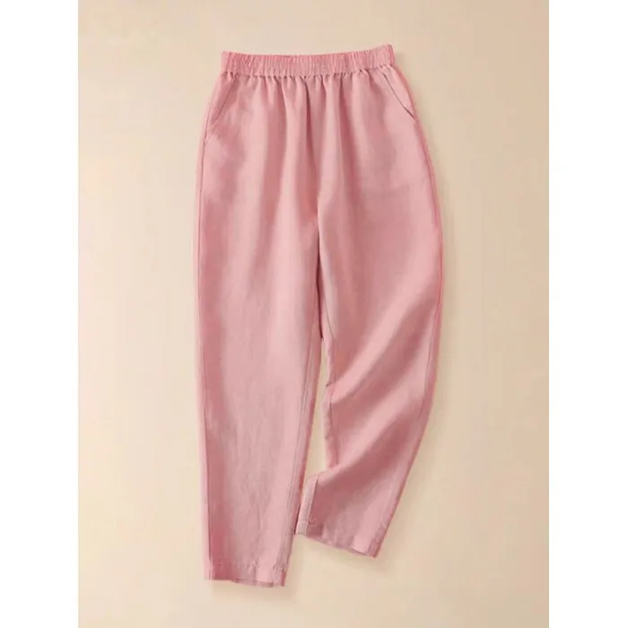 

High-End plus Size Women's Cotton Linen Seven-Foot Casual Pants Thin Small Foot Harlan Pants Spring Summer New Style