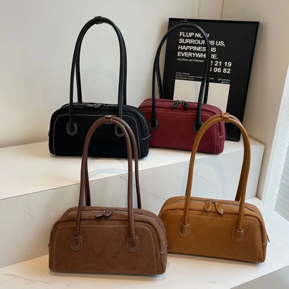 

Casual Retro Faux Suede Bag Vintage Large Capacity Underarm Bag Aesthetic Simple Single Shoulder Bag Commute