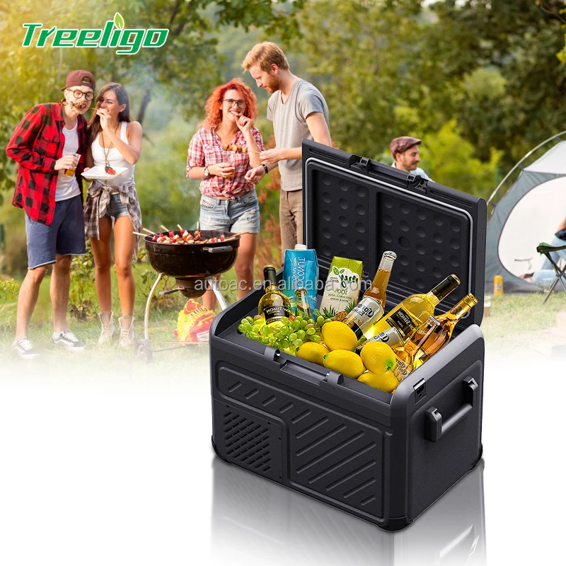 25L Solar & Electric Portable Car Cooler Box Refrigerator with Auto-Defrost App-Controlled 45W Truck Freezer for Vehicle Use