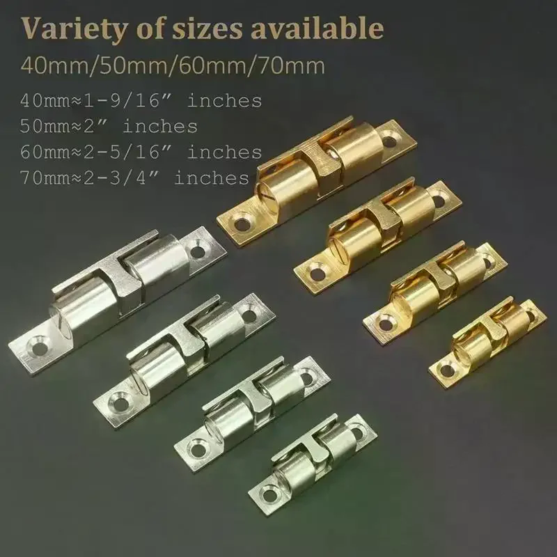 1PC Furniture Door Ball Latch Brass Double Roller Spring Ball Catch Latches Cabinet Closet Door Adjustable Tension Latch