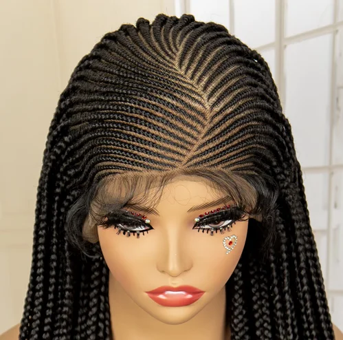 36 Inches Full Lace Cornrow Braided Wigs Synthetic Knotless Box Braids Wig with Baby Hair for Black Women Lace Frontal Wig