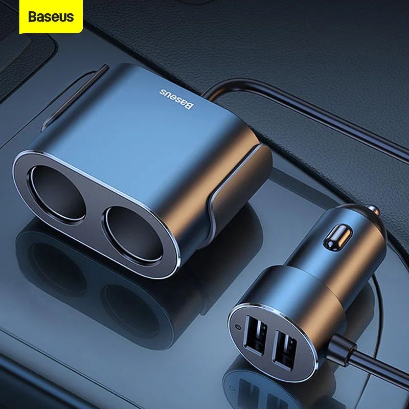 Baseus Dual USB Car Phone Charger 12V~24V Auto Cigarette Lighter Socket Splitter Power Adapter For Car Dash Cam Vacuum Cleaner