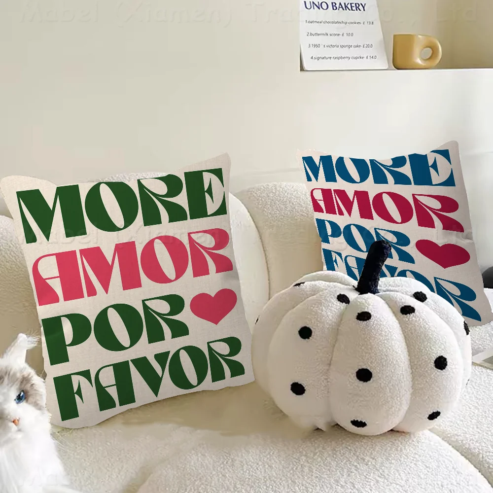 More Amor Por Favor Love Quotepillow Cover Sofa Cushion Cover Home Room Decoration Children Gift