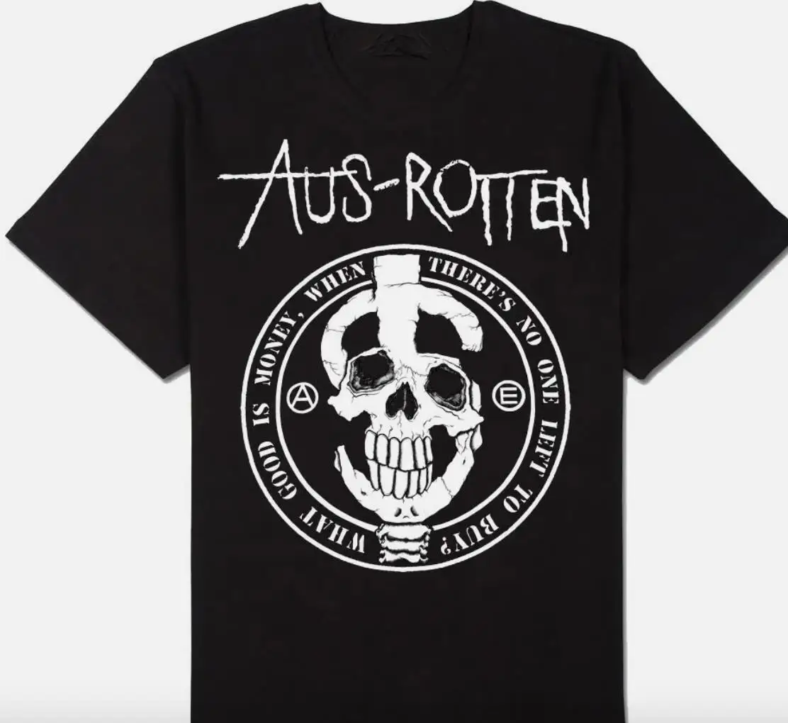 Vtg Aus-Rotten Heavy Cotton Black All Size Unisex Shirt