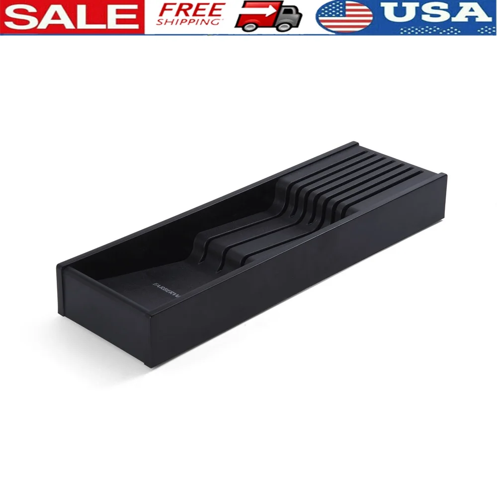 Plastic 7 Slot Knife In-Drawer Organizer Durable Stain Resistant Easy Clean Customizable Knife Holder Kitchen Storage