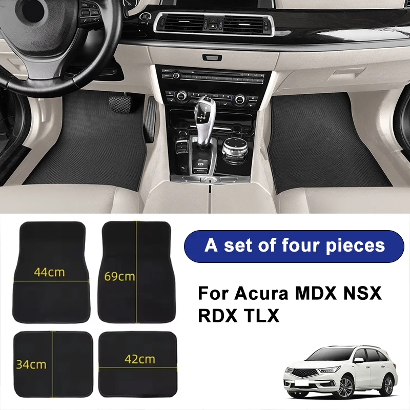 

For Acura MDX NSX RDX TLX Car Floor Mats Black Non-Slip 4Pcs Front & Rear Foot Mats Carpets Rugs Auto Interior Accessories