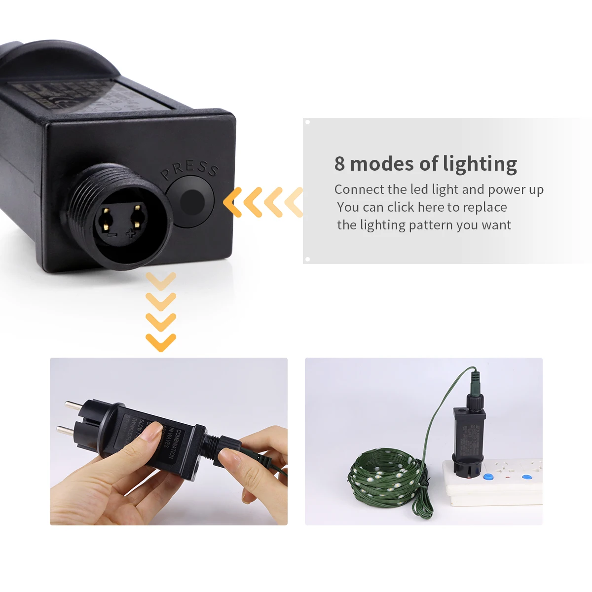 Stringa di luci fiabesche in pelle a LED durevoli aggiornate 8 modalità lampada da giardino per esterni impermeabile con ghirlanda di alberi di natale