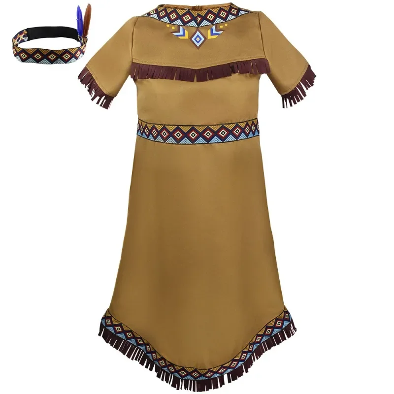 

Native American Cosplay Costume Boys Girls Dress Halloween Christmas Primitive Outfits for Performances and Themed Events