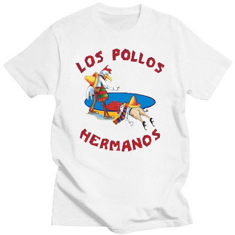 Cotton Male Tee Shirts Graphic T Shirts Tops Funny BreakingLOS Bad POLLOS Men's High T-shirt  Chicken Brothers Printed Casual