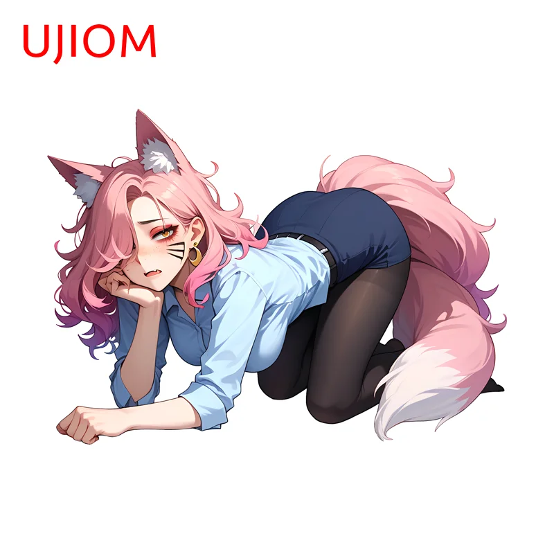 UJIOM Furry Fox Girl Wall Stickers Cool Personality Anime Veneer Sofa Wall Decals Fashionable Cartoon Home Decoration DIY