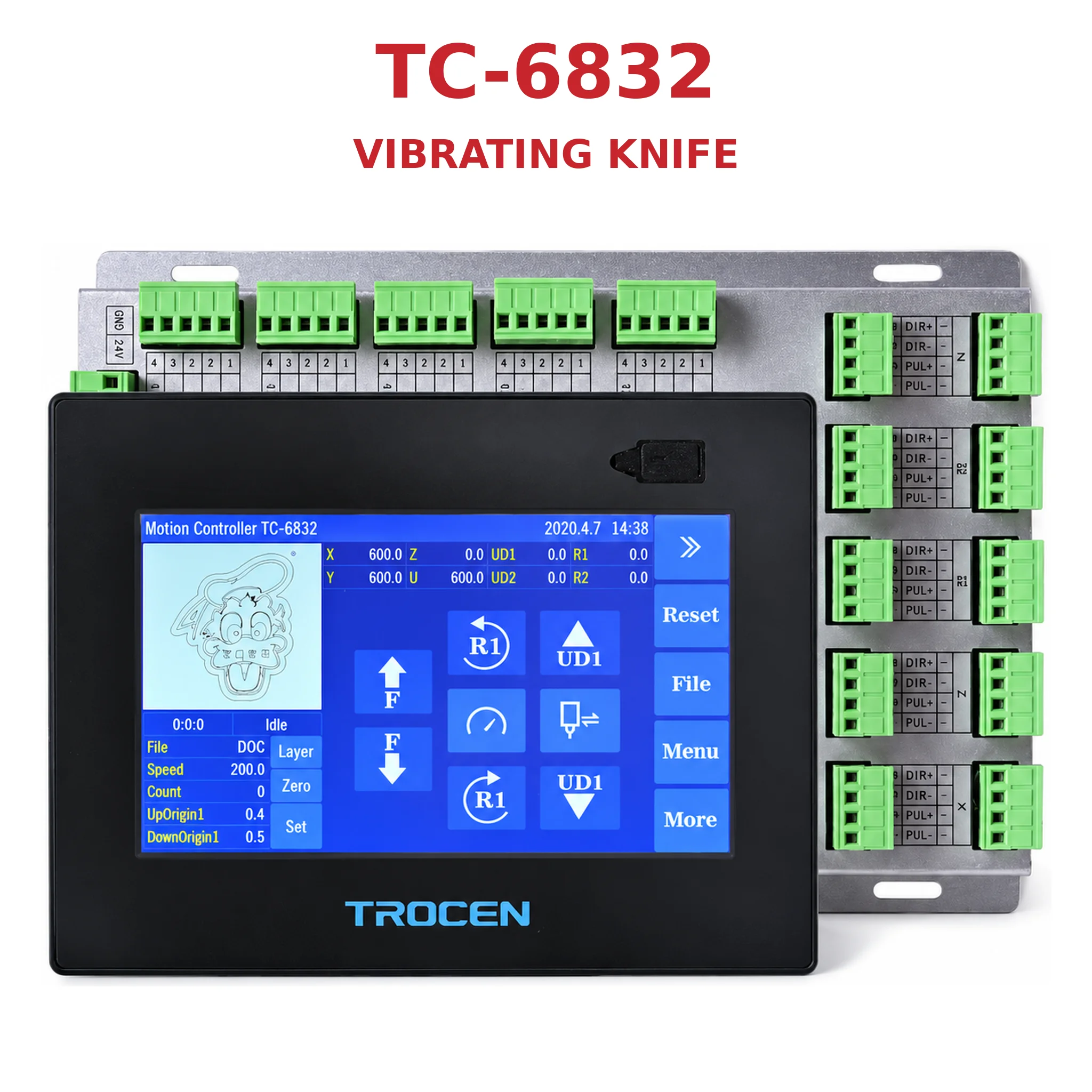 Trocen TC-6832 6225 5269 Cutting Motion Controller Kits for Vibrating Knife Fiber CO2 Laser CNC Machines Panel Board