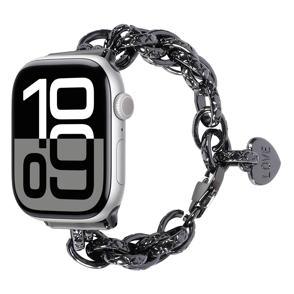 Correa de Metal para Apple watch 49mm 46mm 45mm 41mm 44mm 40mm 42mm colgante de corazón reemplazar pulsera iWatch ultra 10 9 8 7 6 5 4 SE