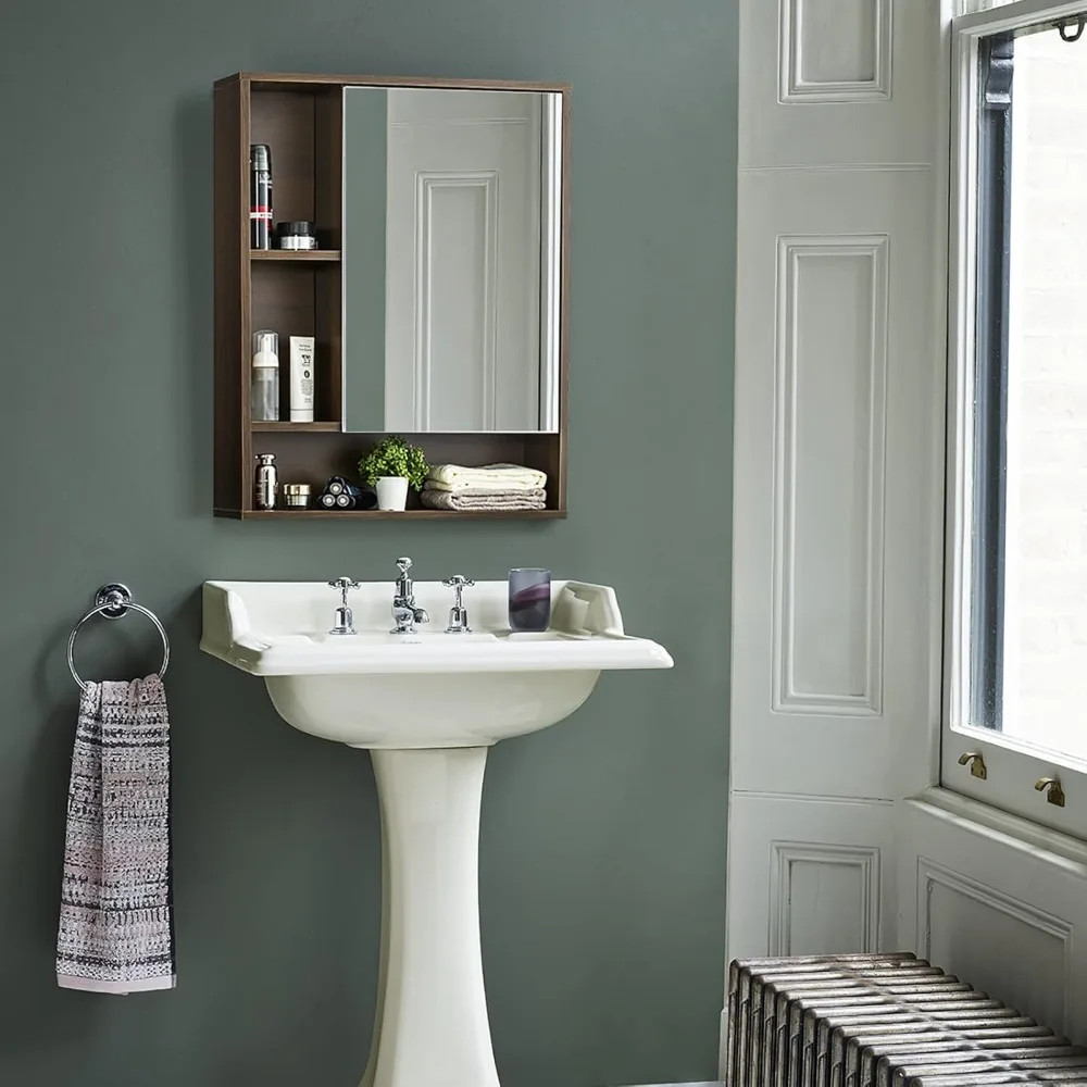 Bathroom Wall Mirror Cabinet, Medicine Cabinet with Single Door  Adjustable Shelf, Over The Toilet Space Saver Storage Cabinet