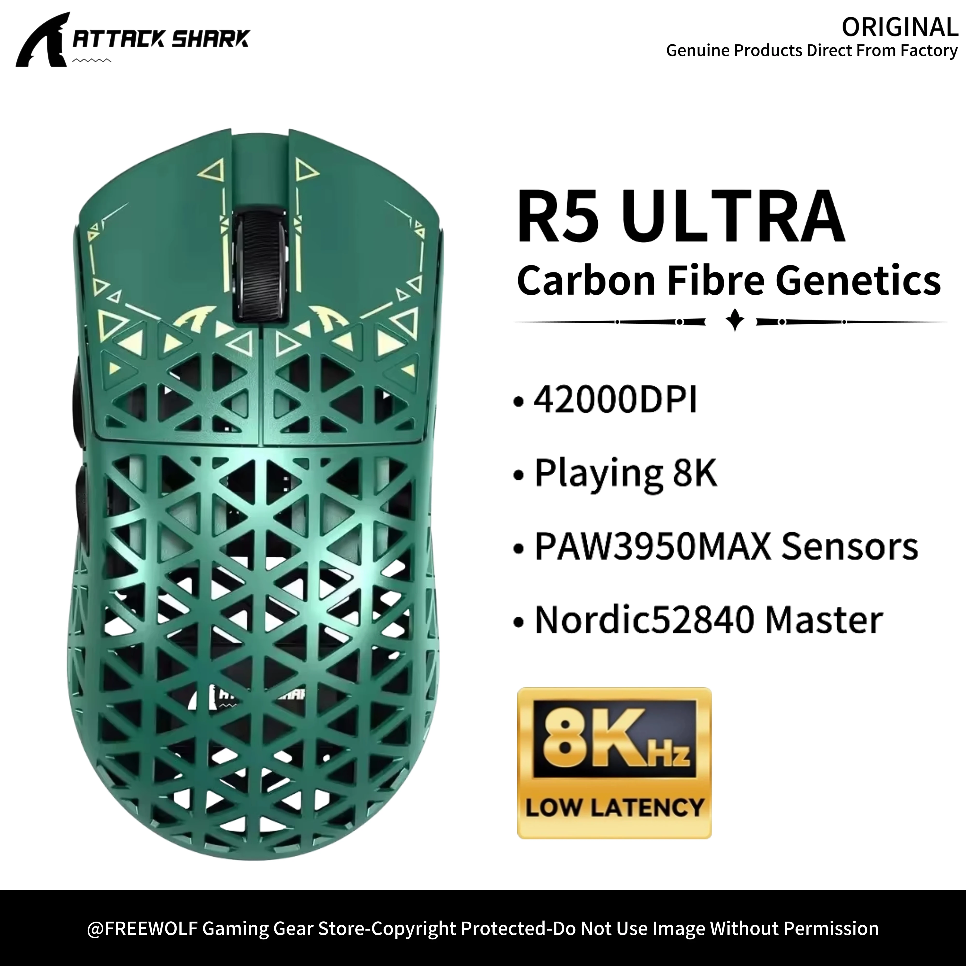 

ATTACK SHARK R5 Ultra Gaming Mouse & 8K Polling Rate,Eco-friendly Carbon Fiber Composite,PAW3950Max Sensor,42000DPI,230mAh
