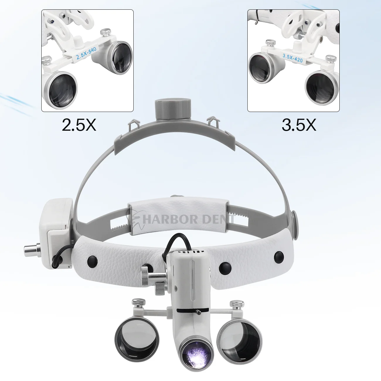 2.5X/3.5X dentaire chirurgical phare LED bandeau Loupes binoculaires 5W luminosité réglable projecteur avec aluminium/boîte en carton