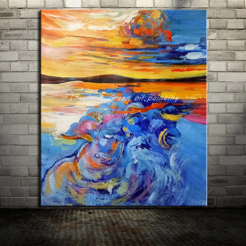 

Mintura Hand-Painted Modern Abstract Landscape Oil Painting On Canvas,Wall Paintings Wall Art Picture For Hotel Decor No Frame