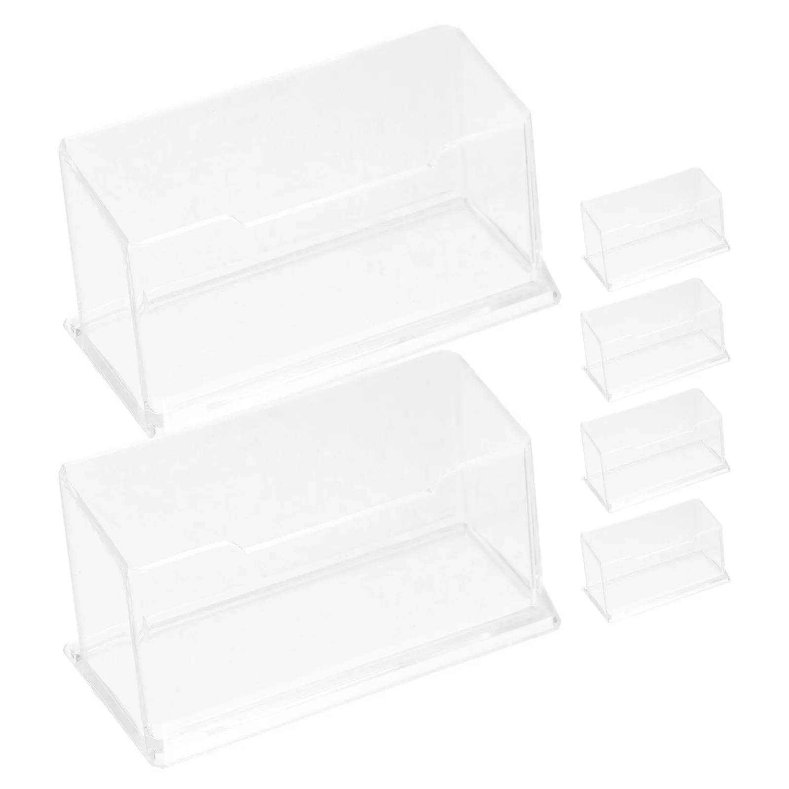 

6Pcs Transparent Acrylic Business Card Holder Clear Desktop Display Stand Organizer for Office Meeting Business Card Holders