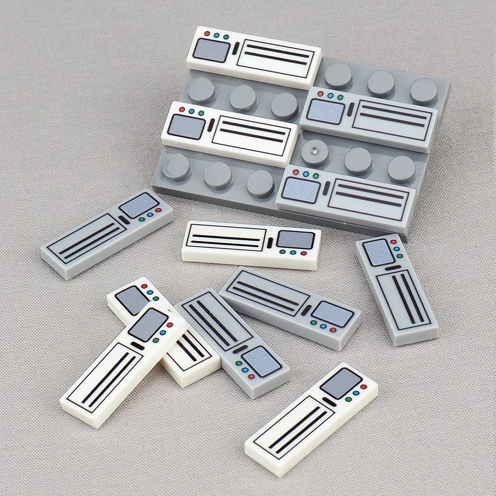 MOC 10PCS 63864 Printed Card Slot Board Button Pattern Building Blocks 2431 Matching Compatible Accessories DIY Toys Adult Gift