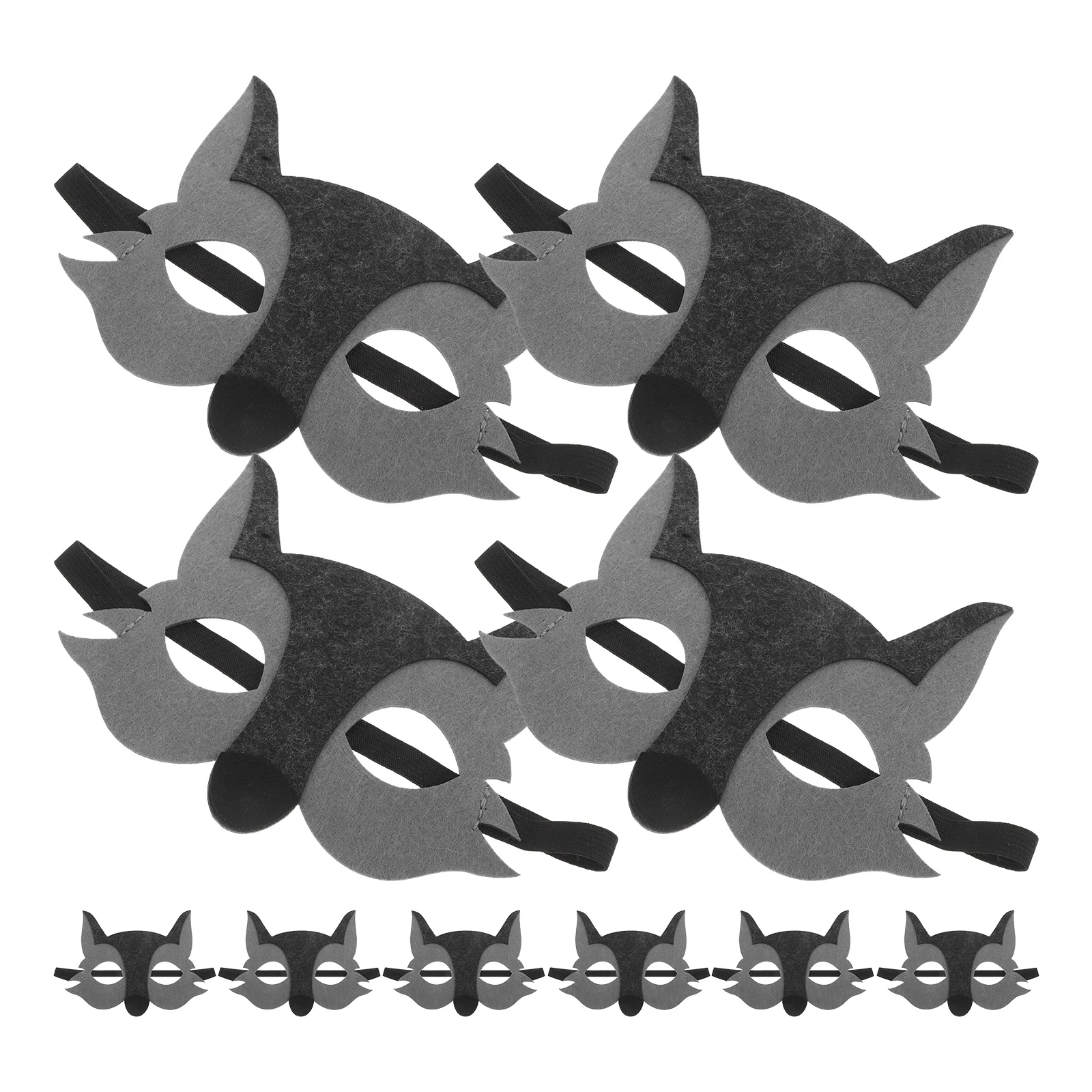 

10 Pcs Mask Cartoon Animal Masquerade Children's Activity Masks Felt Costume Grey Cloth