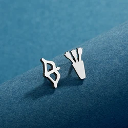 Kinitial Stainless Steel Bow And Arrow Archer Stud Earrings For Women Dainty Jewelry Vintage Asymmetrical Earring