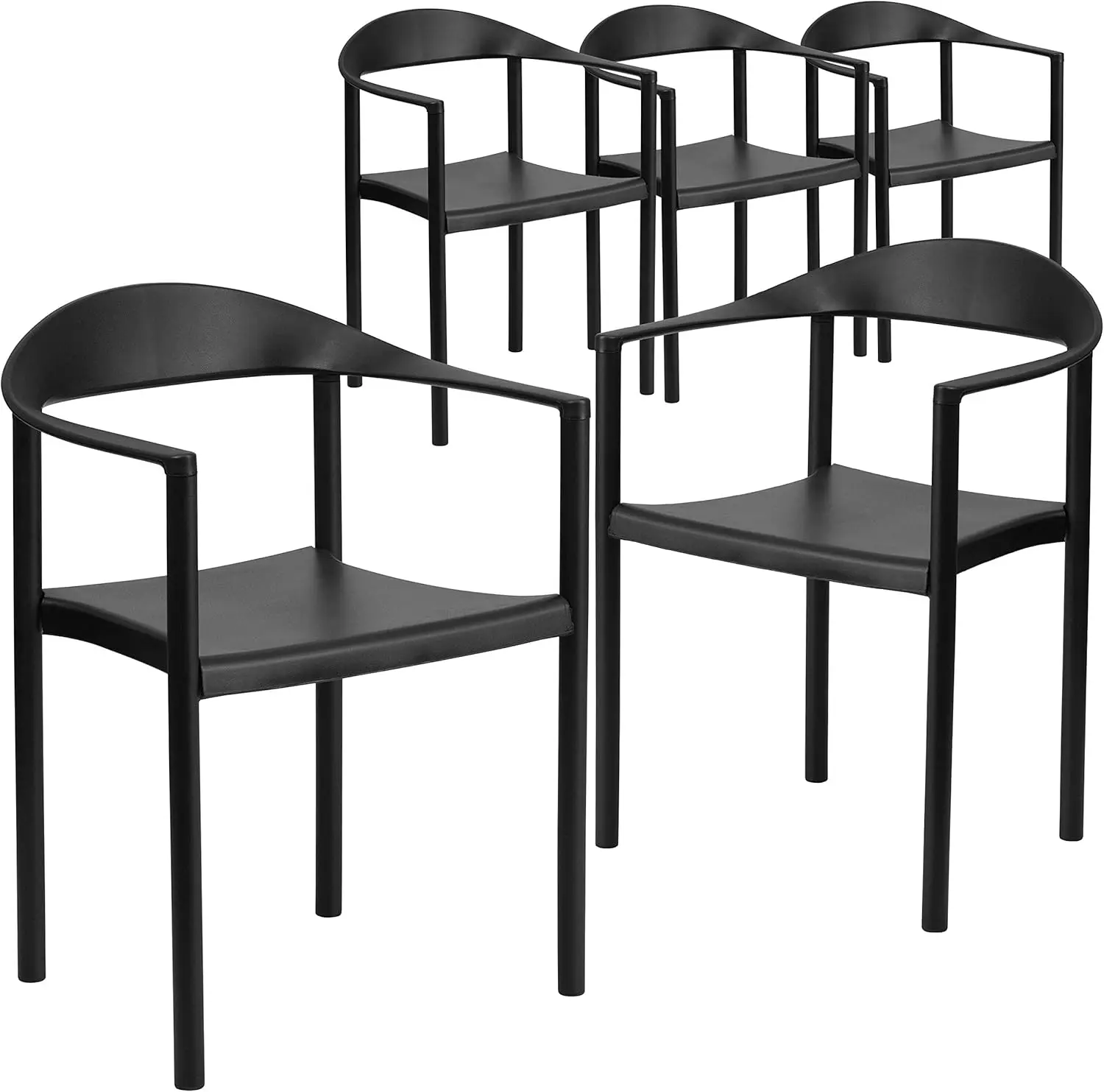 

1000 lb Black Plastic Cafe Stack Chair Pack of 5