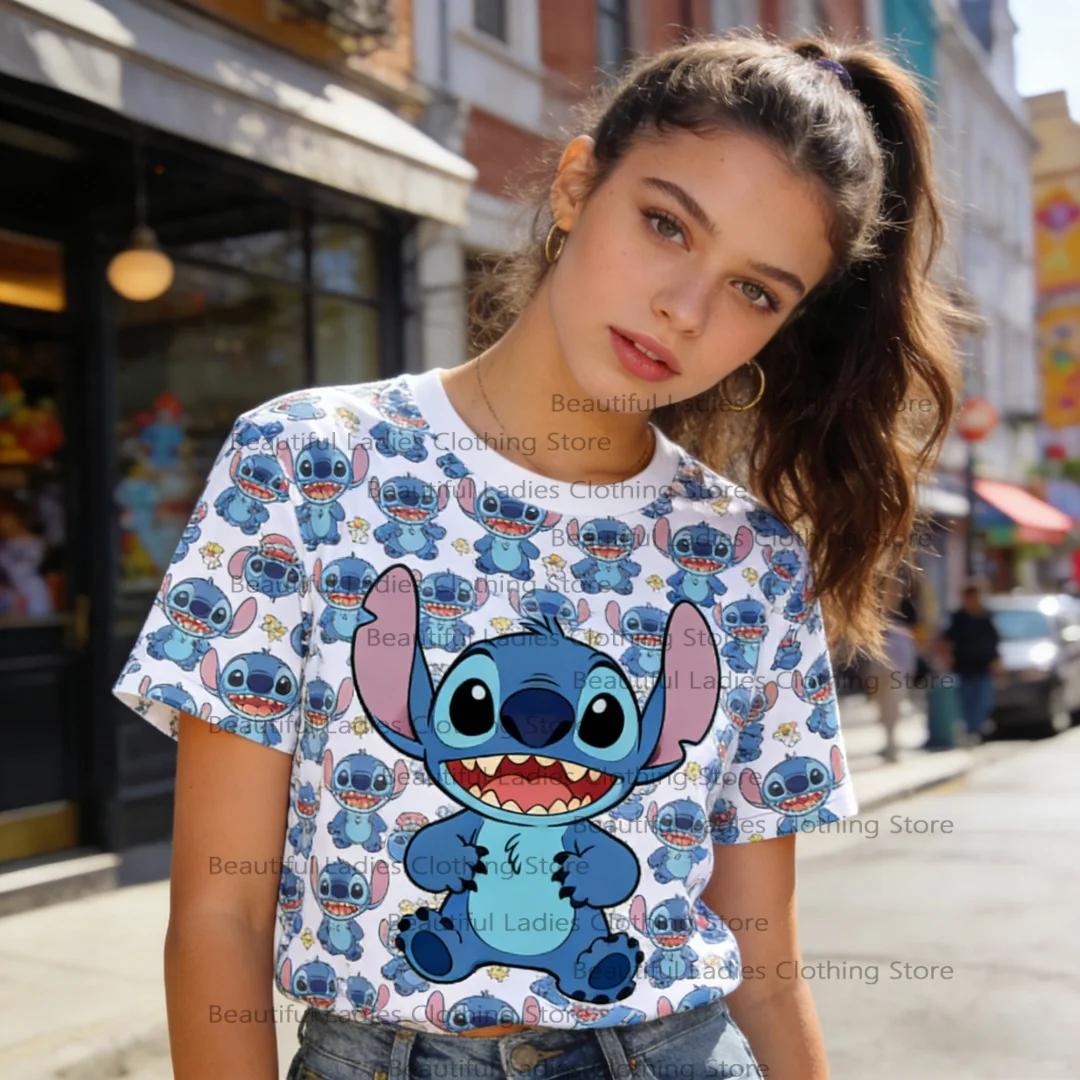 

Stitch Graphic Tee Womens Casual Short Sleeve TShirt Cute Summer Spring Top Trendy Fashion Streetwear Ladies Comfortable Apparel