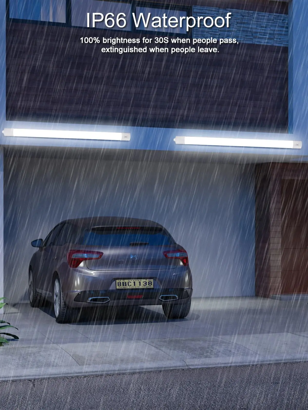 Lumière LED pour salle humide 120 cm 36 W 3950 LM 4000 K avec détecteur de mouvement, étanche IP66, tube de plafond connectable pour couloir, garage, escaliers