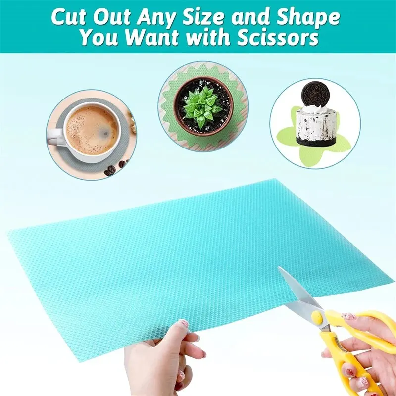 4pcs Refrigerator Pad Non-Slip Waterproof Can Be Cut Fridge Shelf Liner Mat Kitchen Washable Drawer Cabinet Pads Table Placemats