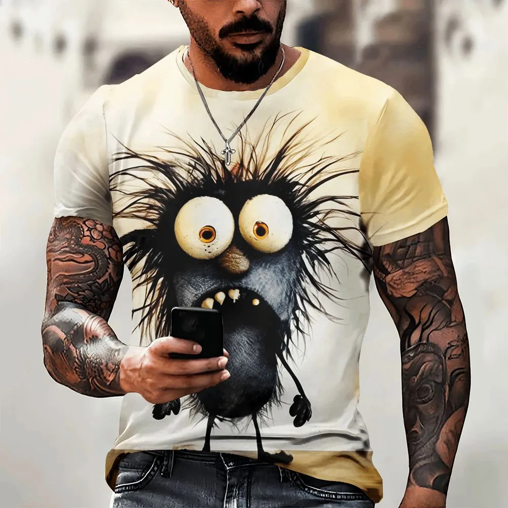 Funny Cartoon Monster Art T-Shirts 3D Print Men Women Short Sleeve Round Neck T Shirt Street Tees Harajuku Y2K Tops Men Clothing