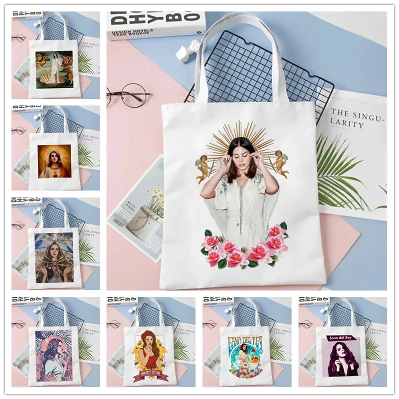 Lana Del Rey Women Shoulder Bags Large Capacity Shopping Bag Graphic Harajuku Tote Handbag Fashion Girls Handbags Reusable