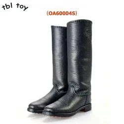 In Stock 1/6 Pu Leather Boots Male WWII Officer Boots Black Long Hollow Shoes Model for 12