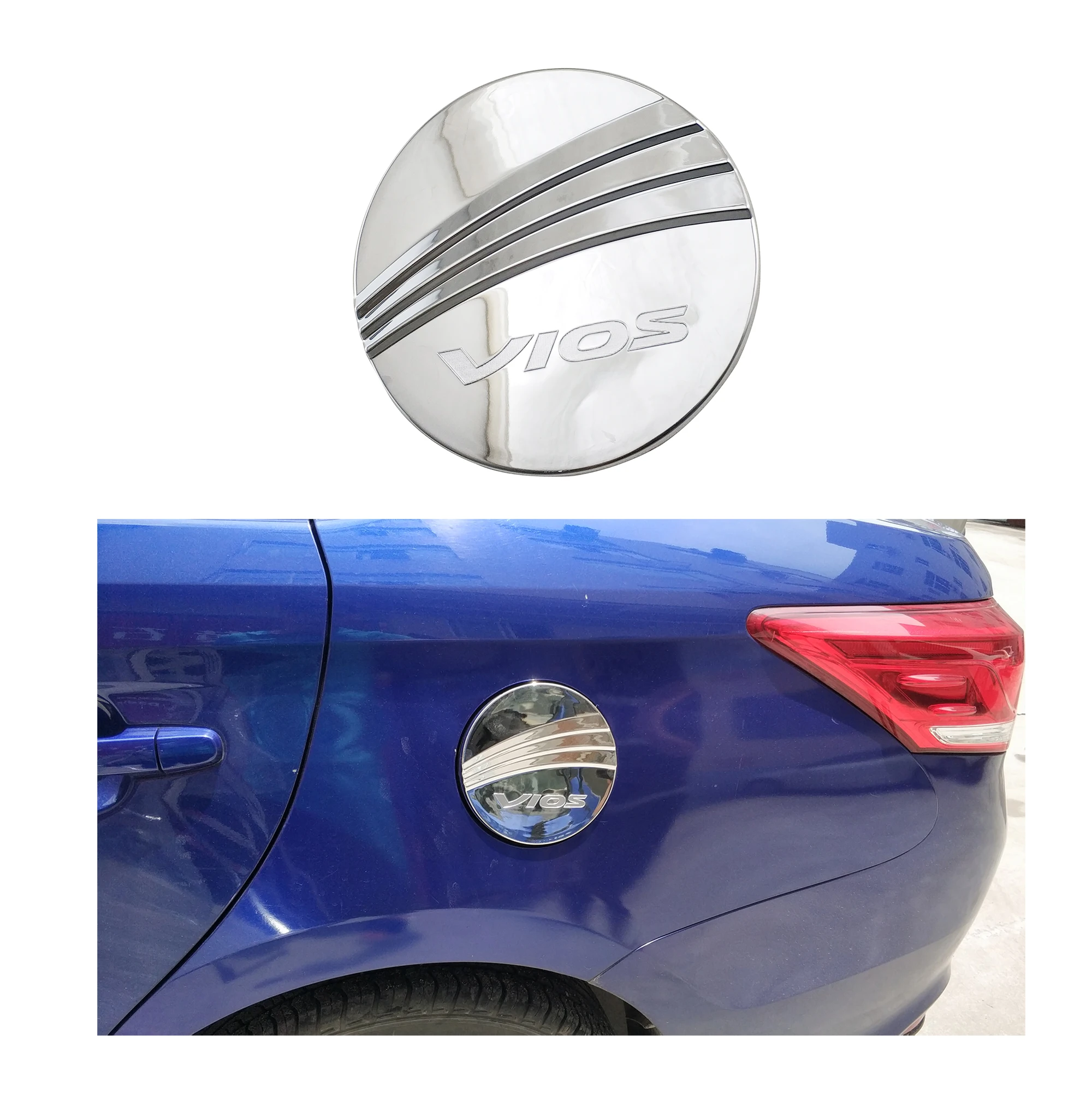 

For Toyota Vios Yaris Sedan 2014 2015 2016 2017 New Chrome Modified Car Accessories Plated Cap Tank Cover Trim Paste Style