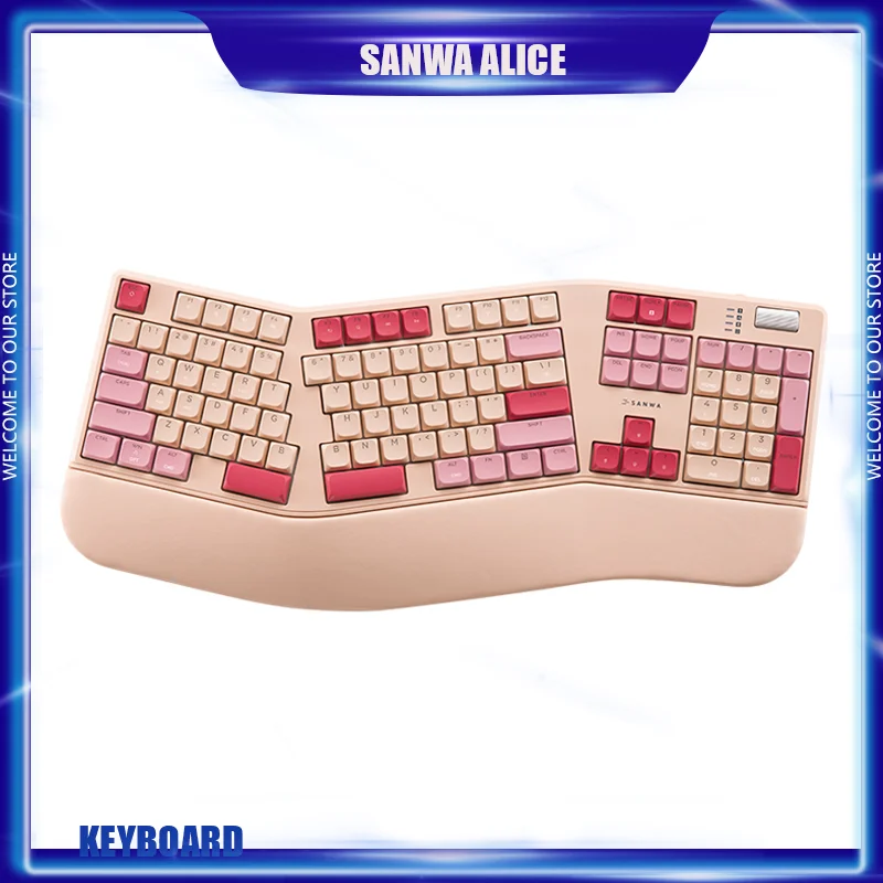 

Механическая клавиатура Sanwa Alice, беспроводная разделенная клавиатура, трехрежимная прокладка, RGB-ручка с возможностью горячей замены, пользовательские 104 клавиши, эргономичные офисные игры