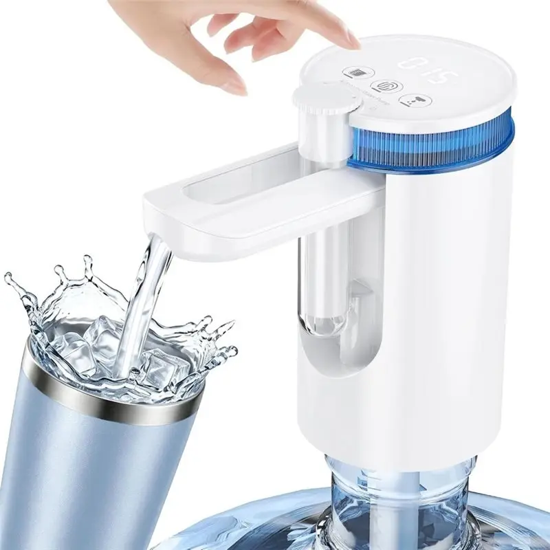 A93E-Dual-Pump 5-Second Fast Flow Water Jug Pump, Portable Rechargeable Water Pump For 2/3/5-Gallon Jugs, 45 Degree Splash-Free