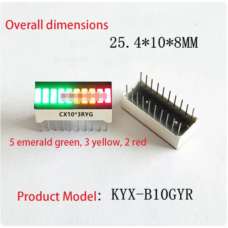 10 segments of tricolor 5 emerald green 3 yellow 2 red digital light strip 3 color light strip CX10 * 3RYG color light strip B10