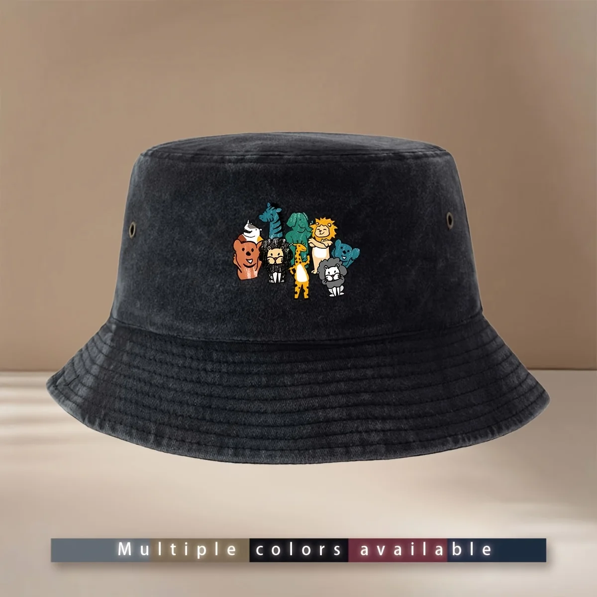Hand-Drawn African Animal Print Fisherman Hat, Personalized Fishing ightweight Bucket , Unisex, High Quality Basin