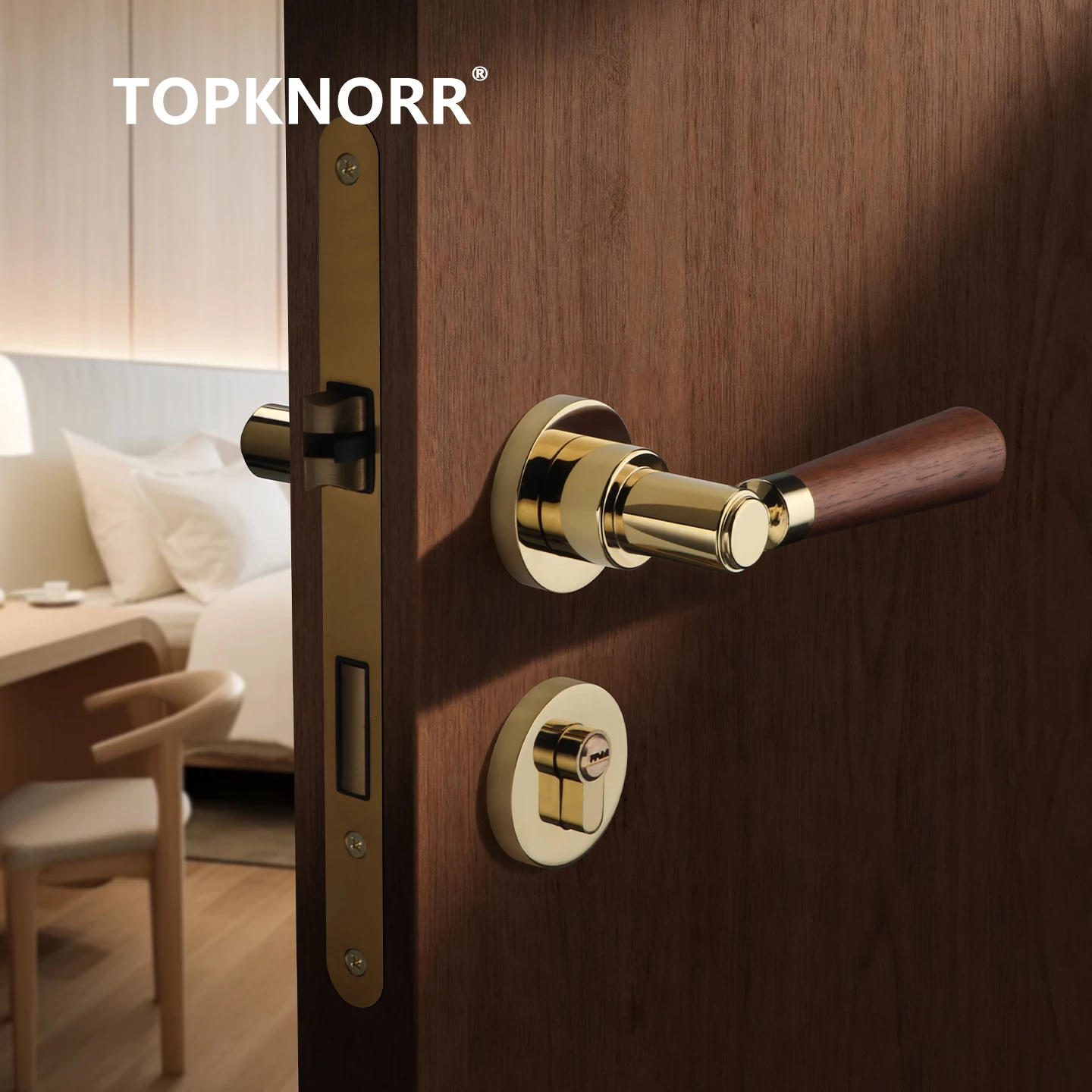

Bathroom Lock Bedroom Door Lock Indoor Home Walnut Door Handle Silent Home Room Wooden Door Lock Interior Doors Doorknob Handles