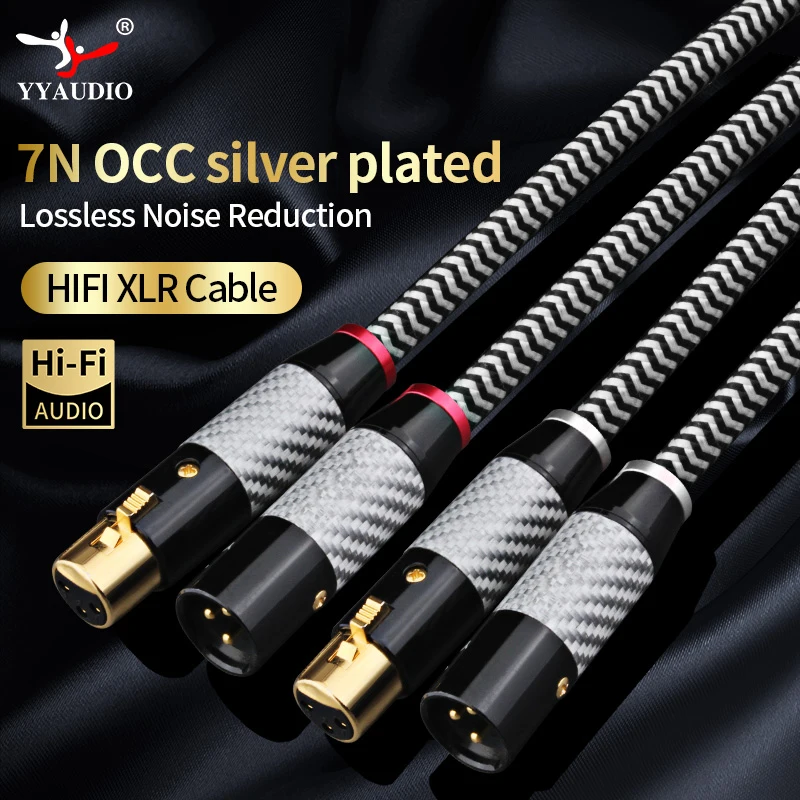 HiFi XLR Audio Balance Cable Hi-End 7N OCC Silver Plated 3Pin XLR Male To XLR Female Audio Cable for Microphone Amplifier