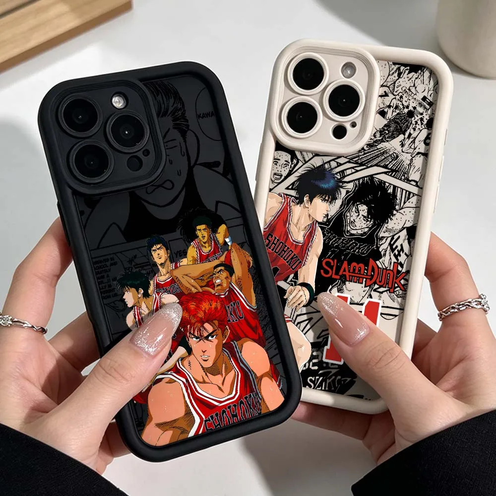 S-Slam Dunk Animation Phone Case For Apple iPhone 17 16 15 14 13 12 11 Mini Plus Pro Max Eye Ladder Silicone Cover