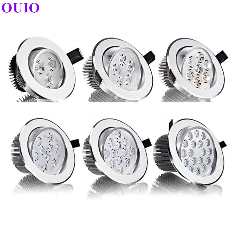 

Round Dimmable Silver Downlight 3W/6W/10W/14W/18W/24W LED Anti Glare Ceiling Lamp Embedded High-power Spotlight AC85-265V