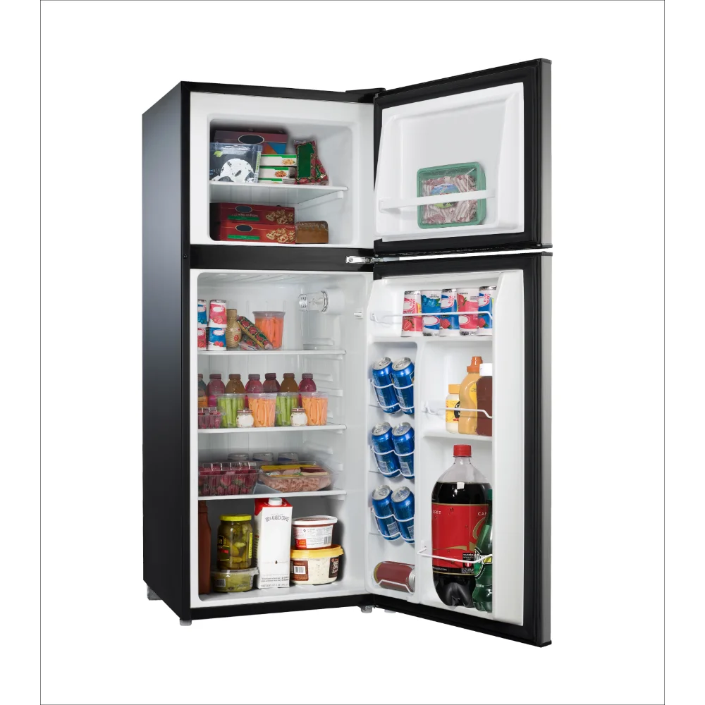 Galanz 4,6. Mini refrigerador de dos puertas con congelador, acero inoxidable, Cu ft