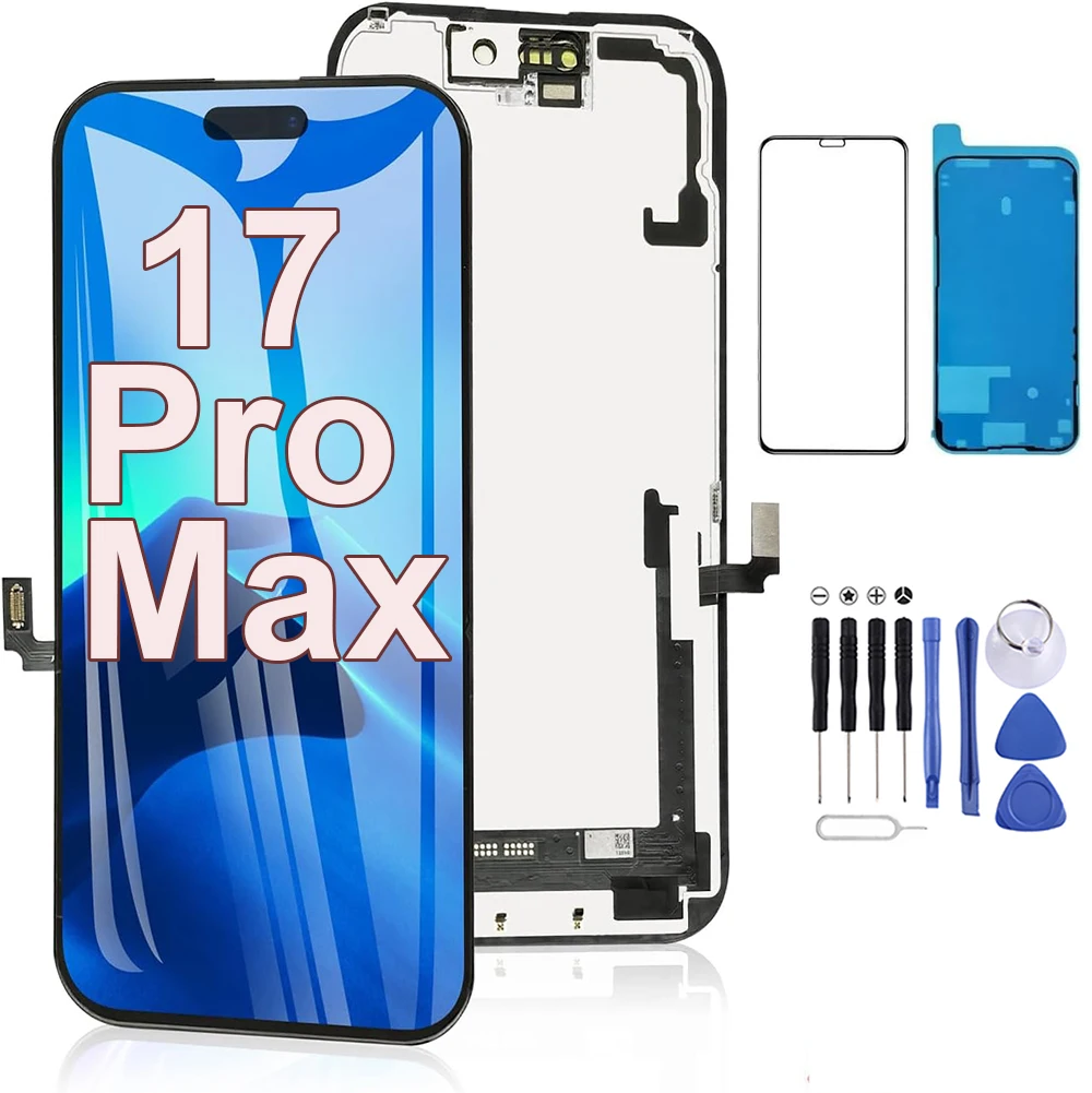 For iPhone 17,17 Pro & 17 Pro Max LCD Screen Replacement, 3D Touch Digitizer Full HD Assembly with Repair Kit + Tempered Glass