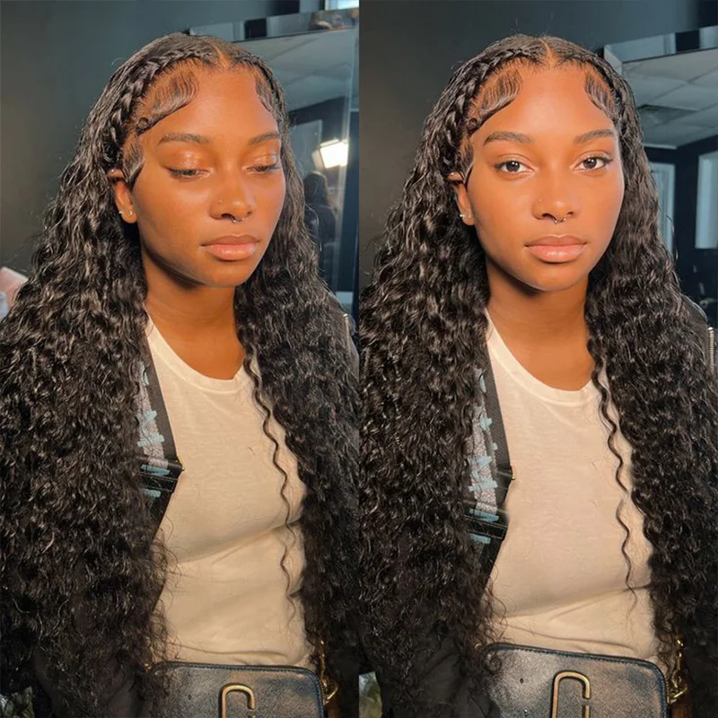 5x5 13x4 13x6 Transparent Lace Frontal Wigs Natural Color Human Hair Lace Front Wigs Pre Plucked 200% Density Deep Wave